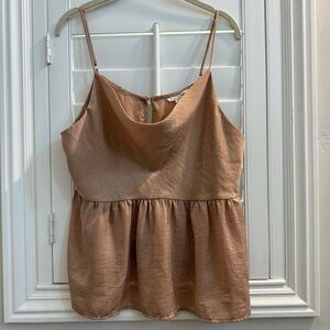 American Eagle Outfitters Shimmery Tan Peplum Camisole Tank Top - Size XL